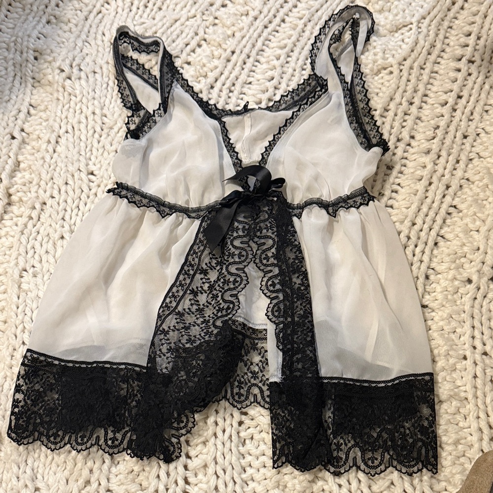 Chic Sheer Black and White Lace top